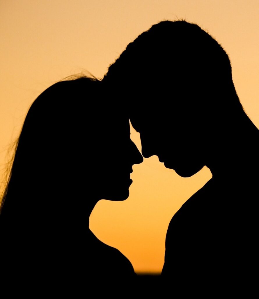 Devotion Silhouette Young Devoted Couple